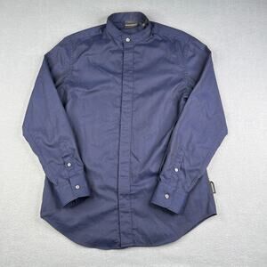 Emporio Armani Shirt Medium Blue Black Geometric Button Up Long Sleeve Mens